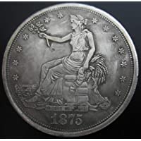 YWJHY Dólar de Plata Americano Antiguo 1875 Diosa águila de Plata sin núcleo de Cobre-Plata-Un tamaño